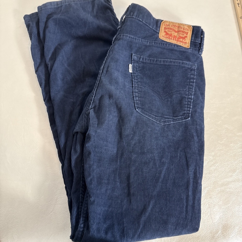 Levi's 514 Corduroy Pants Mens Size 34x34 Blue Slim Fit White Tab Trousers